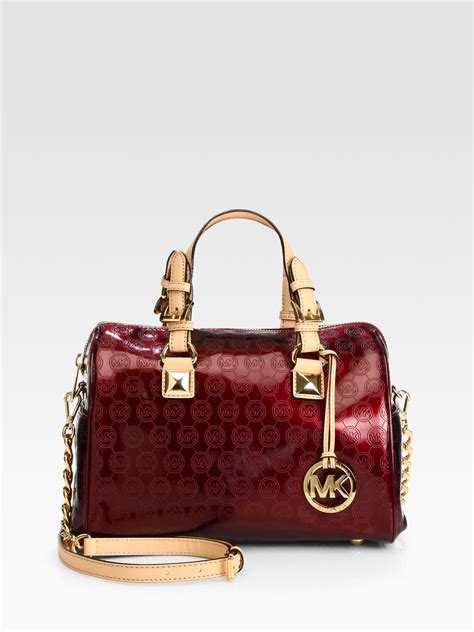 michael kors patent leather satchel|michael kors opened satchel purse.